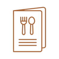 Icon of a restaurant menu with fork and spoon.